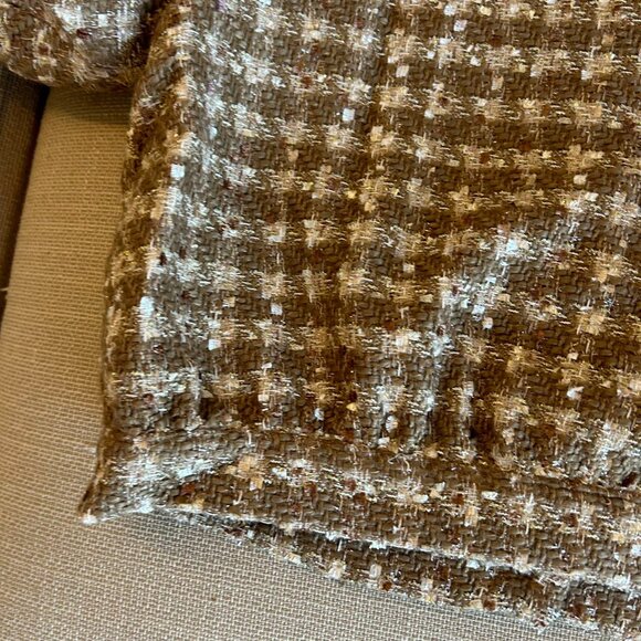 NEW L'AGENCE Cove Cropped Tweed Jacket Sz2 Dark Cappuccino/Gold Multi Tweed - Picture 8 of 13